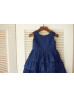 Navy Blue Cotton Cupcake Flower Girl Dress